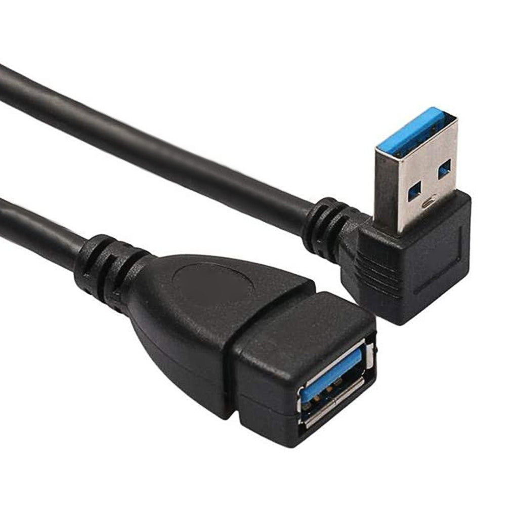 USB-3.0-Down-Angle-90-degree-Extension-Cable-Male-to-Female-Adapter-Cord,-Length:-15cm