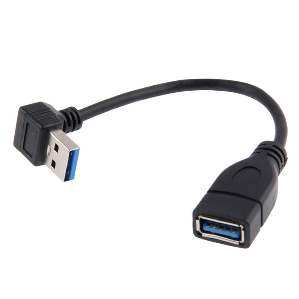 USB-3.0-Down-Angle-90-degree-Extension-Cable-Male-to-Female-Adapter-Cord,-Length:-15cm