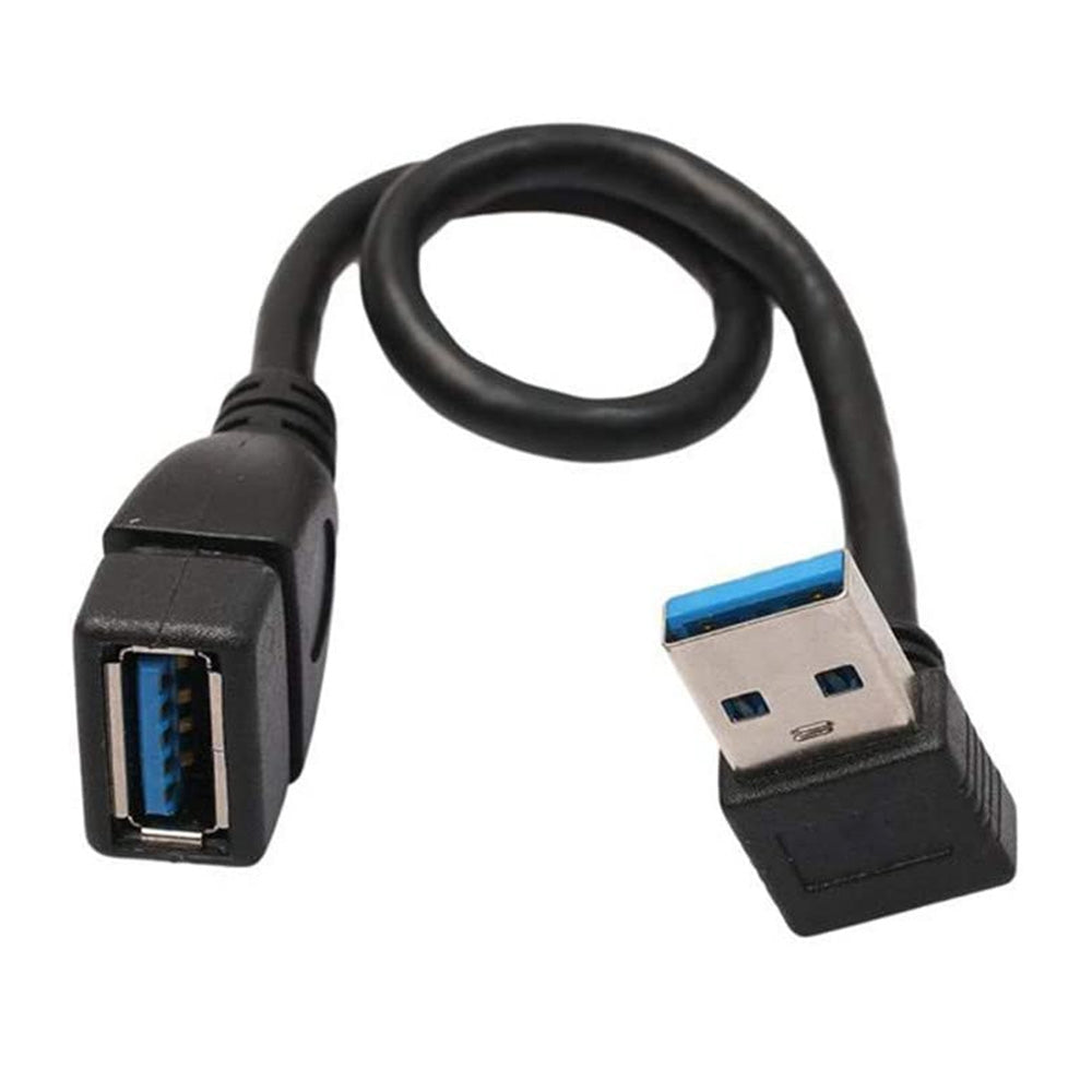 USB-3.0-Down-Angle-90-degree-Extension-Cable-Male-to-Female-Adapter-Cord,-Length:-15cm