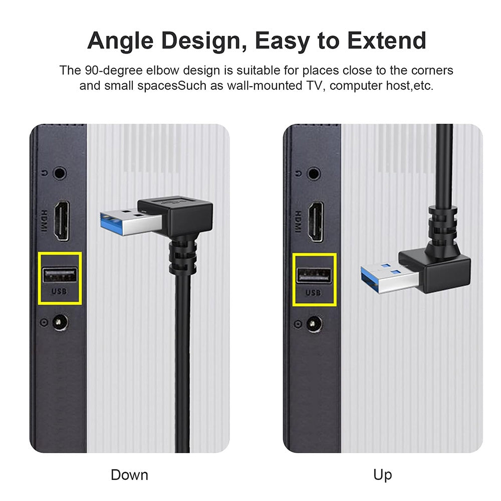USB-3.0-Down-Angle-90-degree-Extension-Cable-Male-to-Female-Adapter-Cord,-Length:-15cm