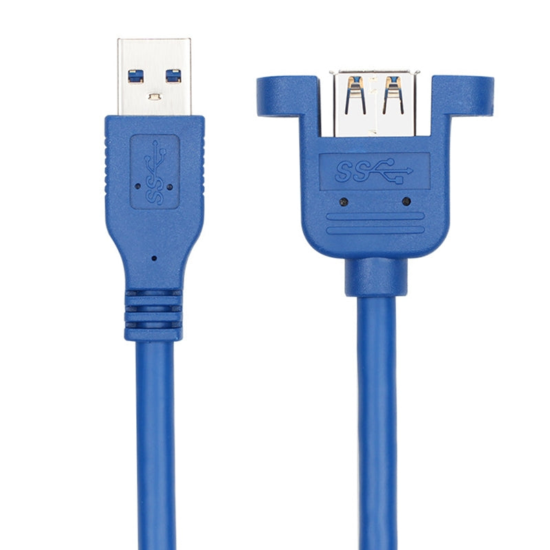 USB-3.0-Male-to-Female-Extension-Cable-with-Screw-Nut,-Cable-Length:-1.5m