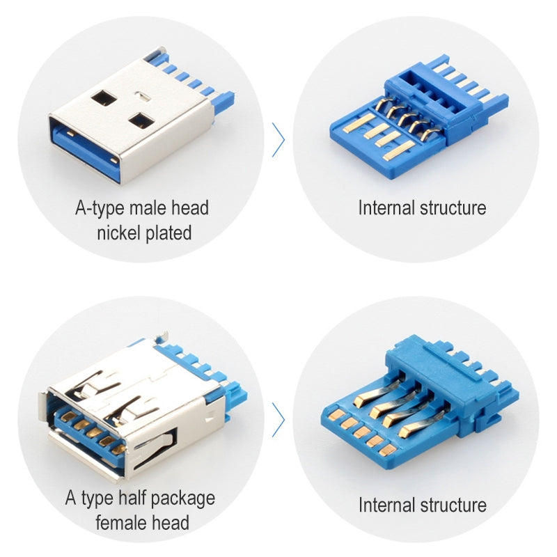 USB-3.0-Male-to-Female-Extension-Cable-with-Screw-Nut,-Cable-Length:-30cm