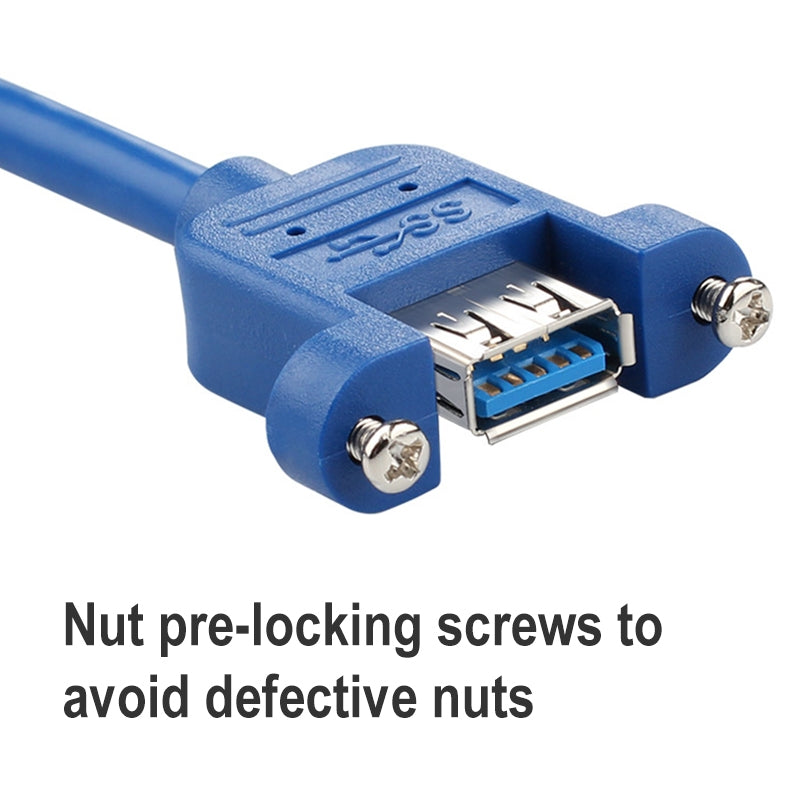 USB-3.0-Male-to-Female-Extension-Cable-with-Screw-Nut,-Cable-Length:-30cm