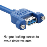 USB-3.0-Male-to-Female-Extension-Cable-with-Screw-Nut,-Cable-Length:-30cm