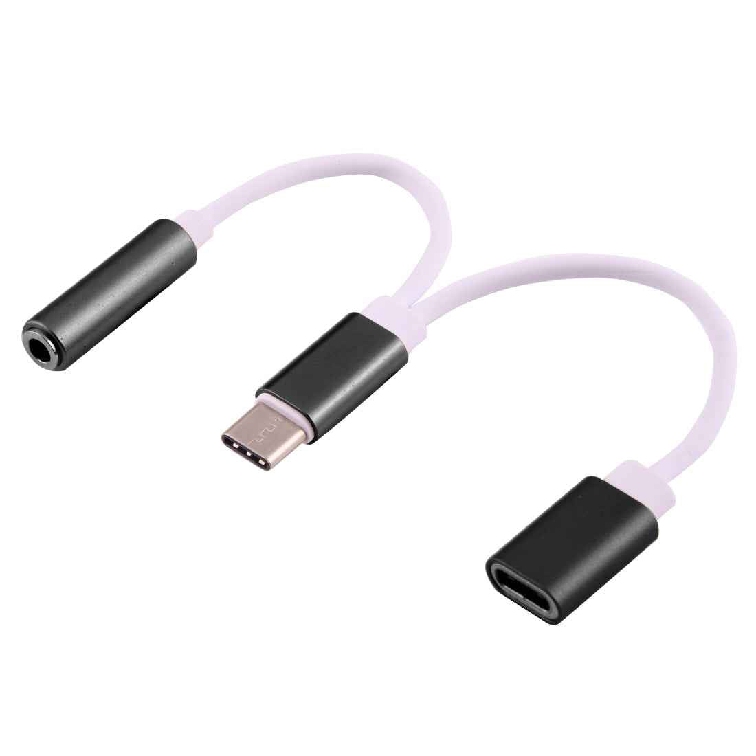 USB-C-/-Type-C-Male-to-3.5mm-Female-&-Type-C-Female-Audio-Adapter(Black)