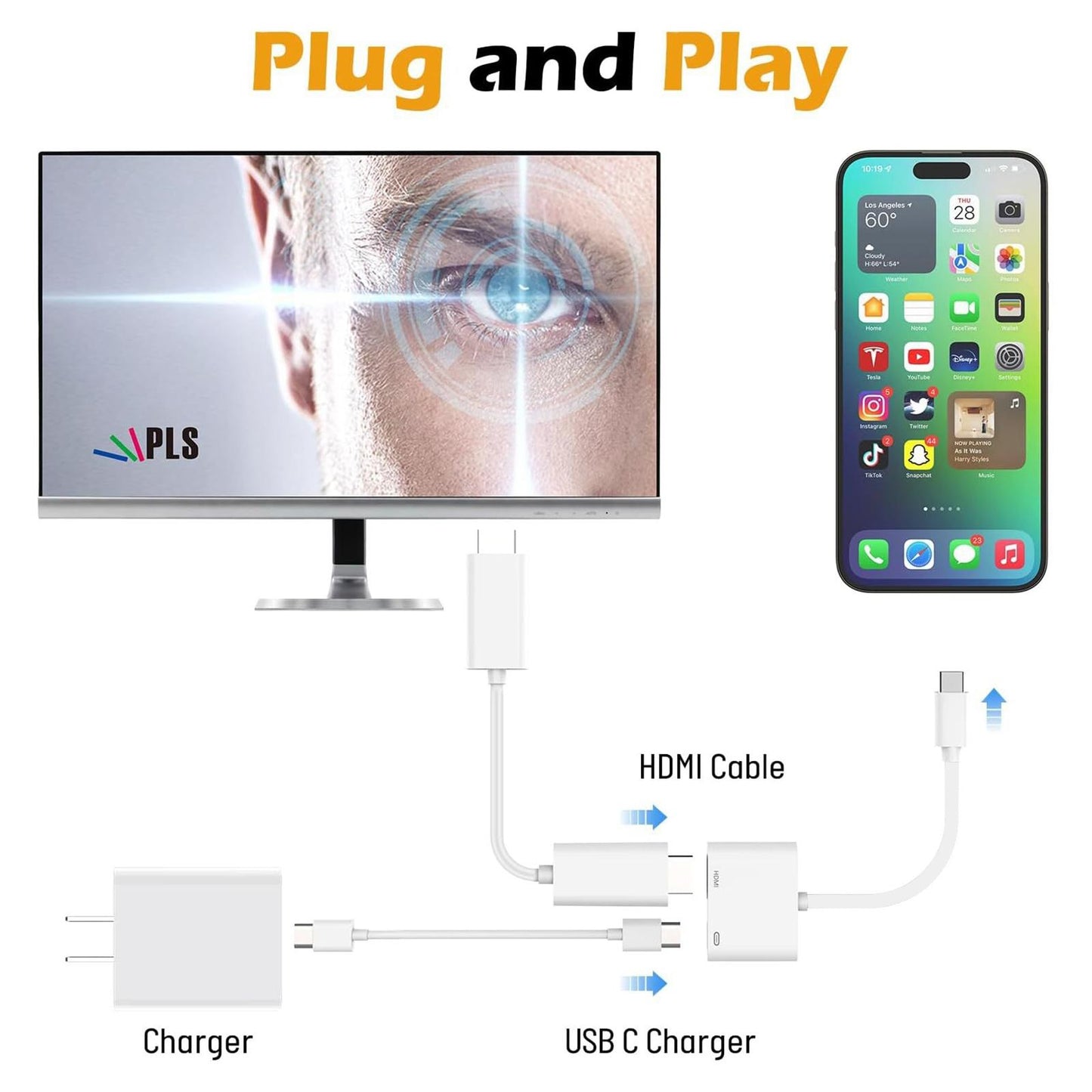 USB-C/Type-C-to-HDMI+USB-C/Type-C-4K/30HZ-Digital-AV-Adapter