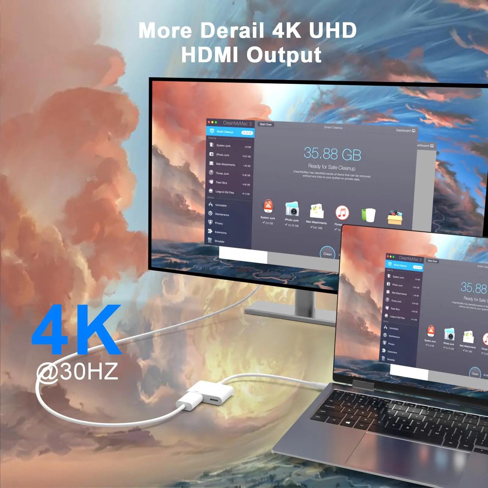USB-C/Type-C-to-HDMI+USB-C/Type-C-4K/30HZ-Digital-AV-Adapter