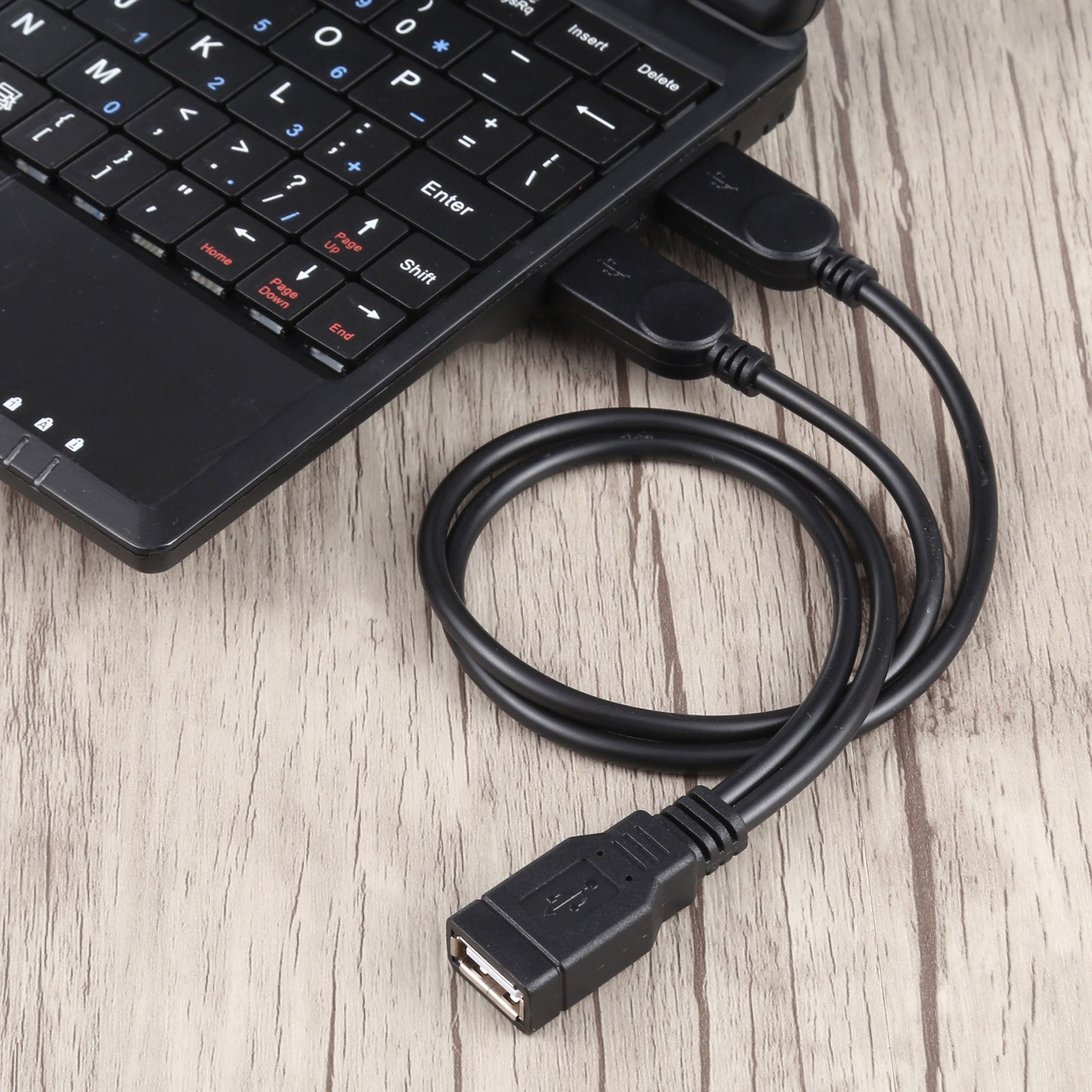 USB-Female-to-2-USB-Male-Cable,-Length:-About-30cm