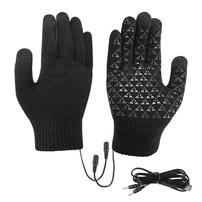 USB-Heating-Electric-Warm-Gloves-Students-Internet-Writing-Game-Thickened-Full-Finger-Knitted-Heated-Gloves,-Size:-Uniform(Black)