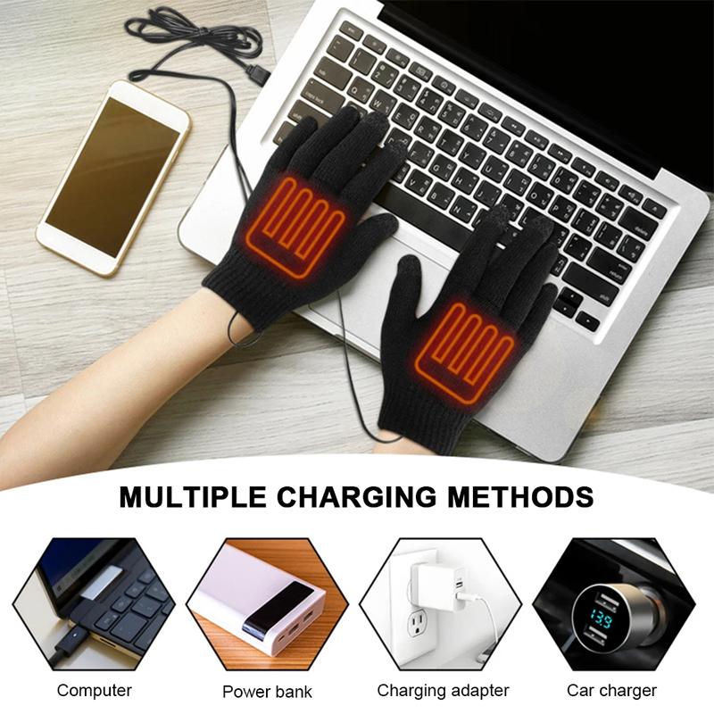 USB-Heating-Electric-Warm-Gloves-Students-Internet-Writing-Game-Thickened-Full-Finger-Knitted-Heated-Gloves,-Size:-Uniform(Black)