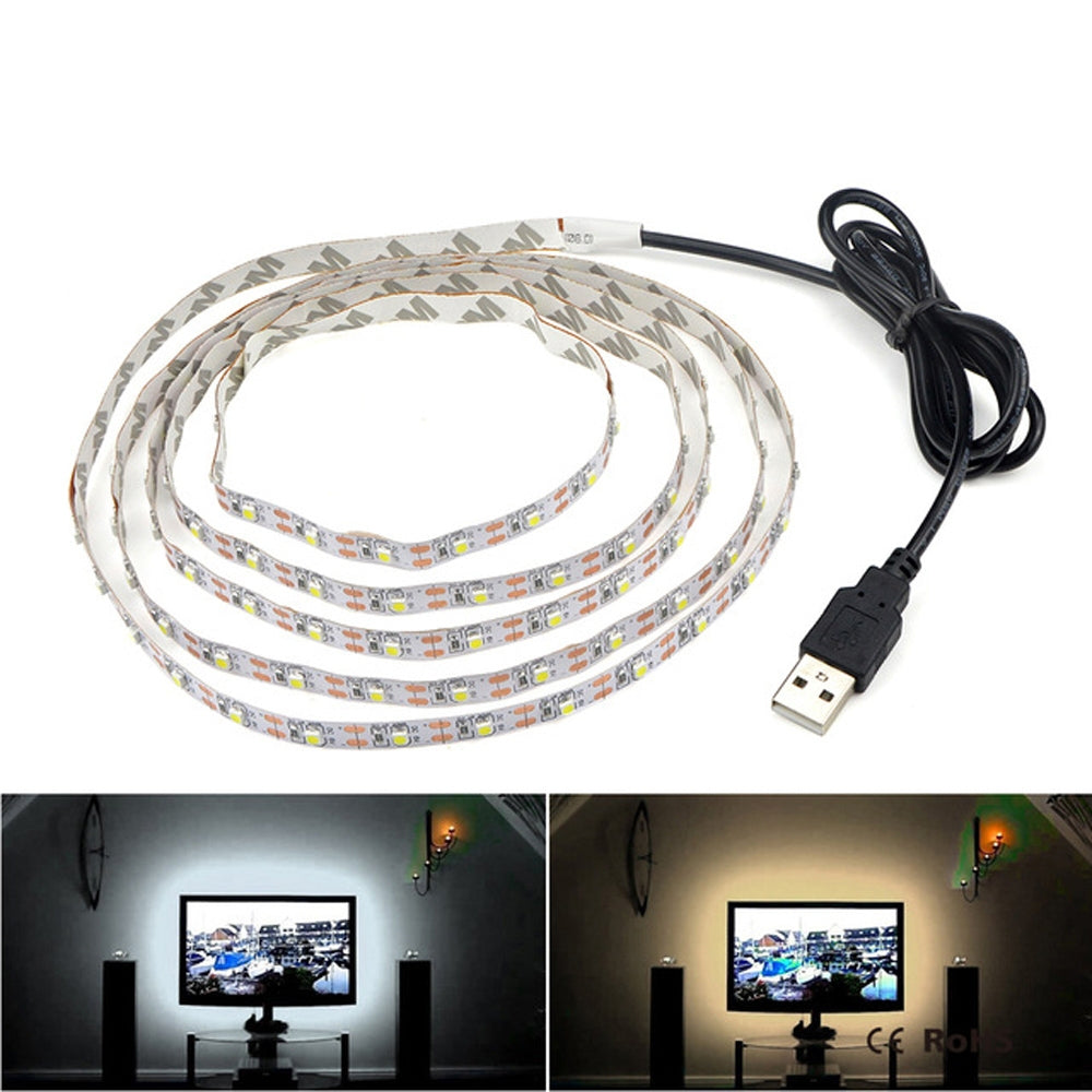 USB-Power-SMD-2835-Epoxy-LED-Strip-Light-Christmas-Desk-Decor-Lamp-for-TV-Background-Lighting,-Length:1m(Warm-White)
