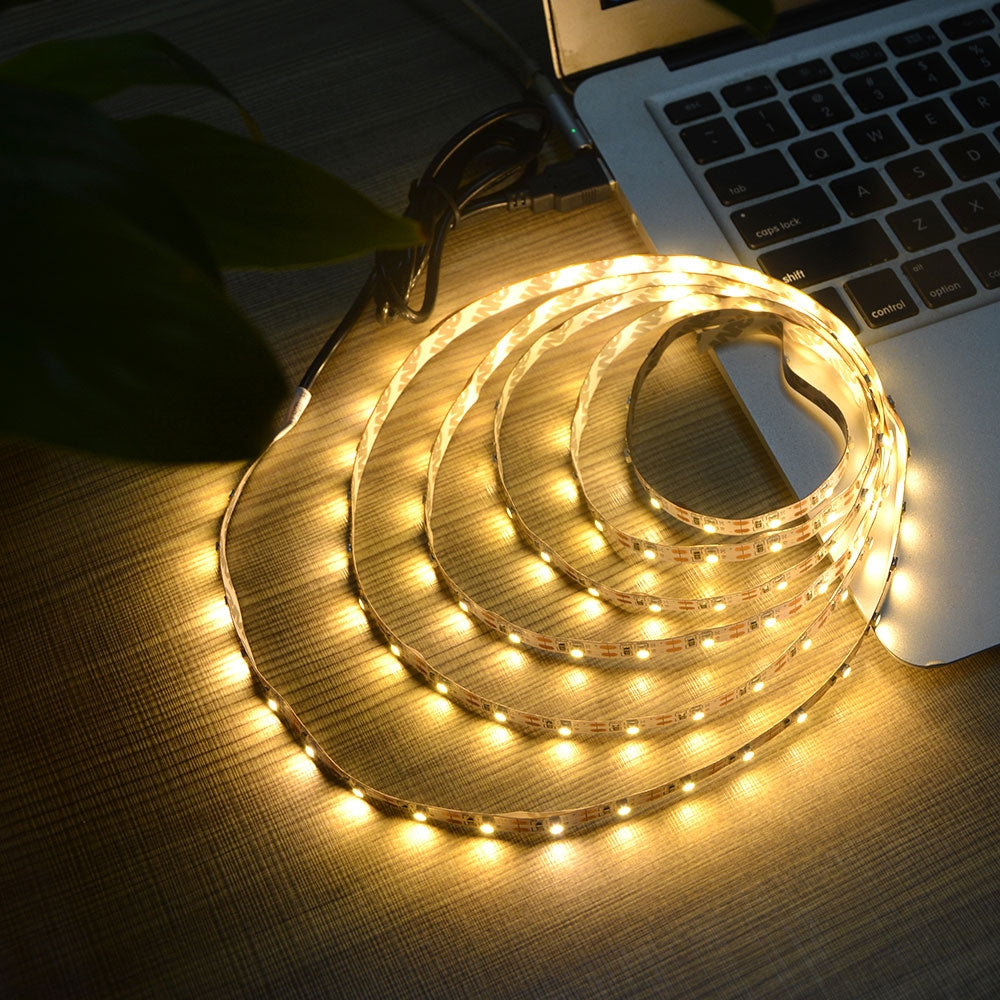 USB-Power-SMD-2835-Epoxy-LED-Strip-Light-Christmas-Desk-Decor-Lamp-for-TV-Background-Lighting,-Length:1m(Warm-White)