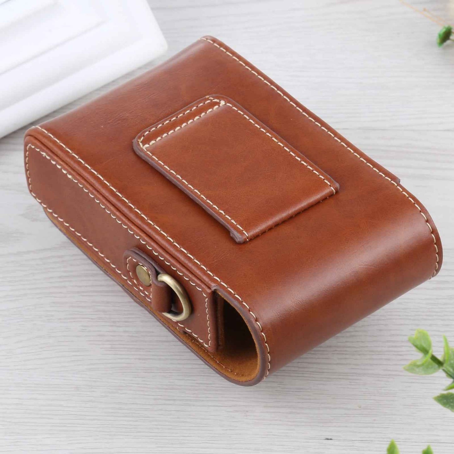 Vertical-Flip-Full-Body-Camera-PU-Leather-Case-Bag-with-Strap-for-Ricoh-GR-III-/-GRII,-Sony-ZV-1-/-DSC-RX100M7-/-RX100M6-/-RX100M5-/-RX100M2-(Brown)