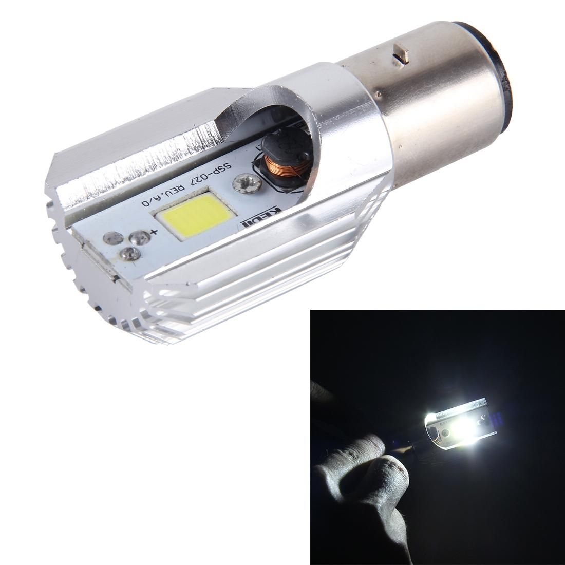 BA20D 5W 400lm 6000K COB LEDs Motorcycle Headlight Lamp, DC 9-80V (White Light)