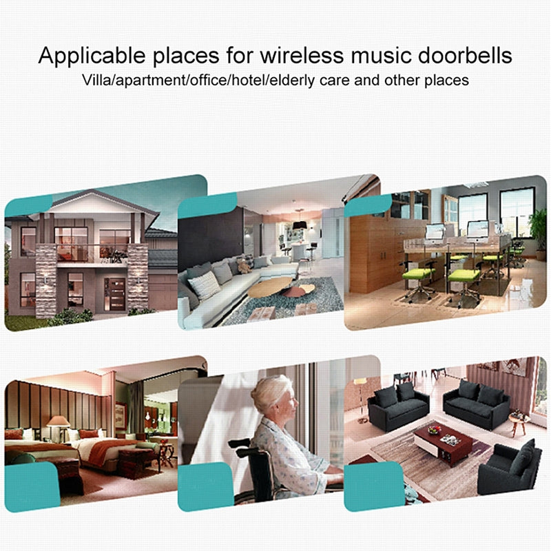 VOYE-V006B2-Wireless-Remote-Control-Chime-Door-Bell-with-Double-Receiver(White)