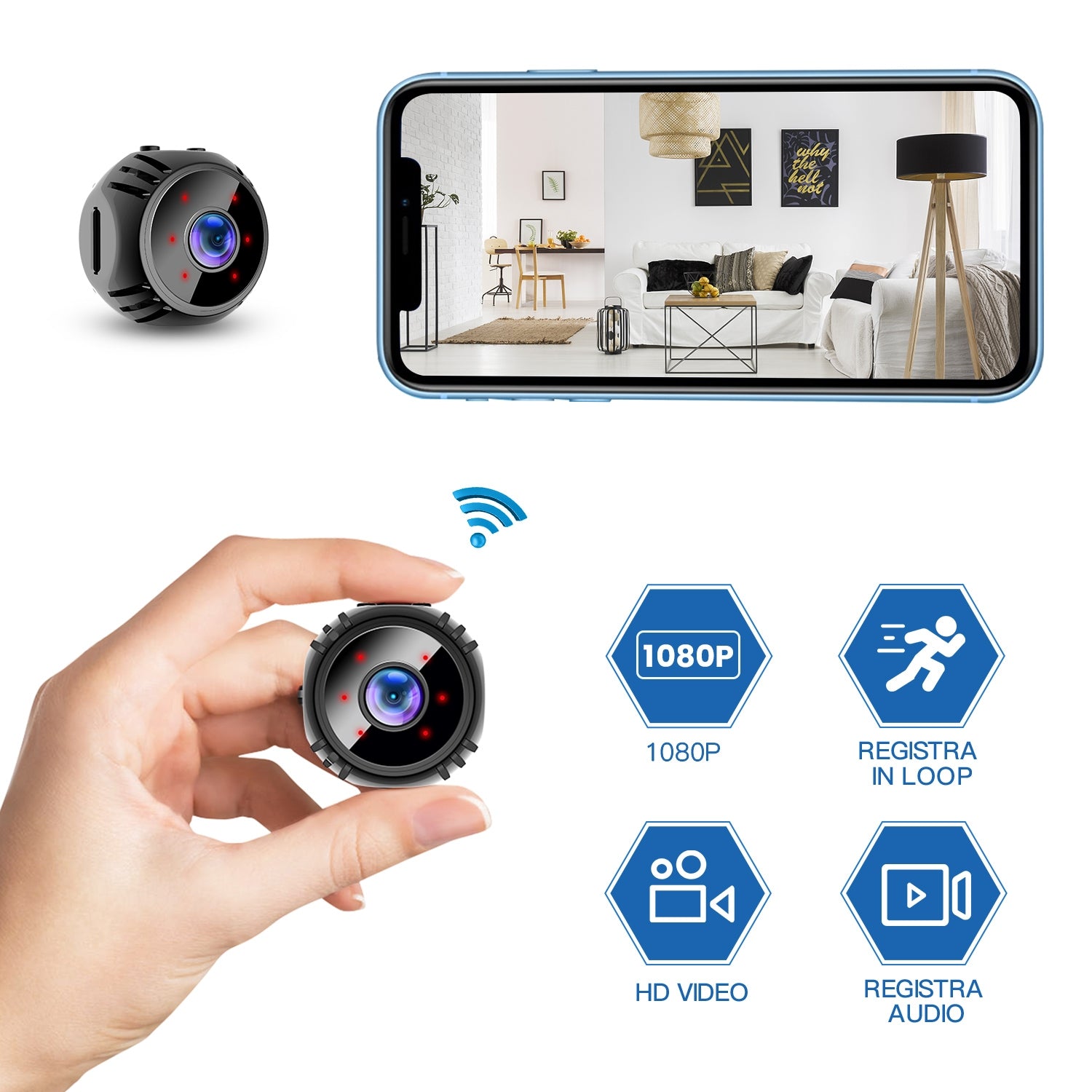 W8-Mini-Camera-HD-1080P-Night-Vision-Battery-Video-Surveillance-Wifi-Smart-Home-Camera(White)