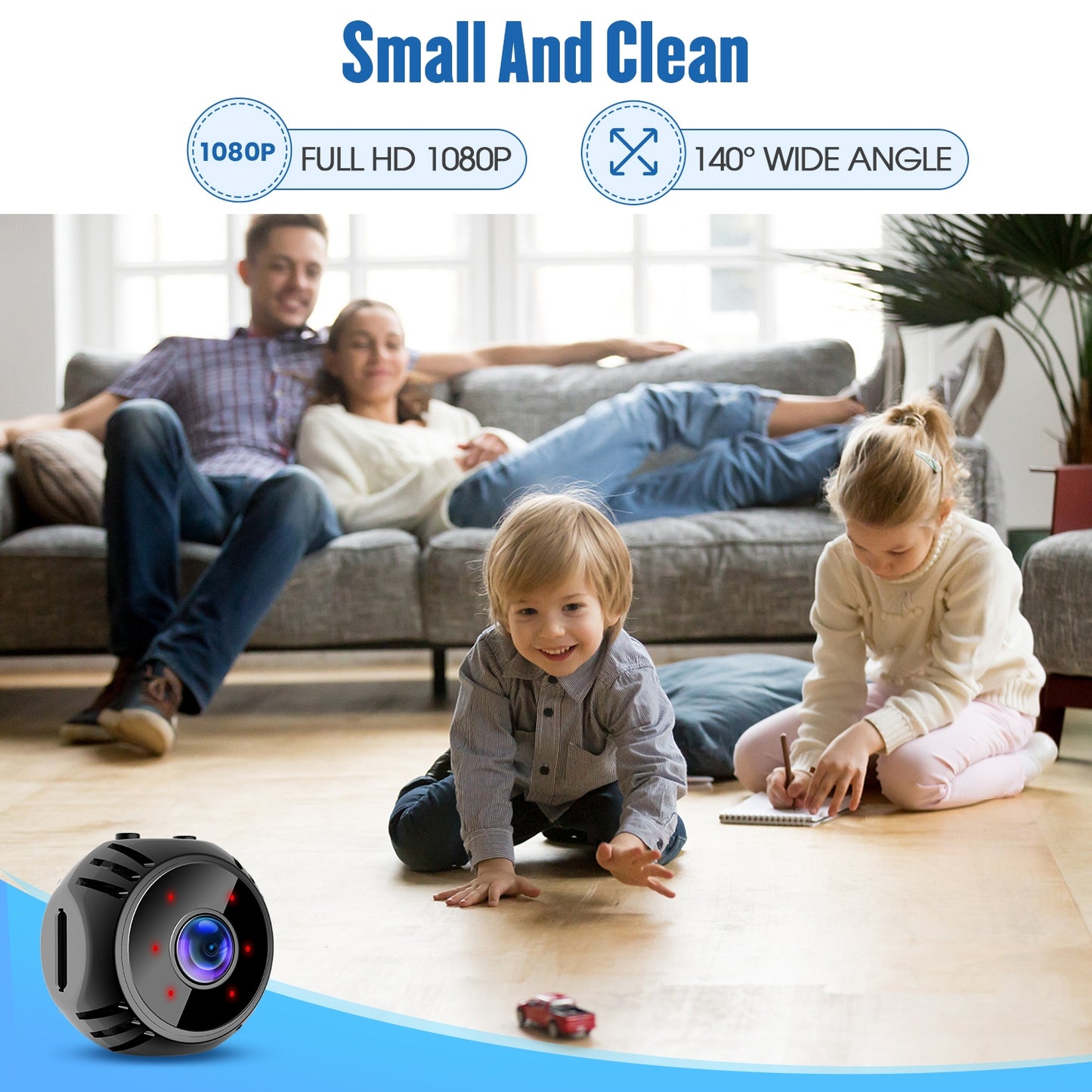 W8-Mini-Camera-HD-1080P-Night-Vision-Battery-Video-Surveillance-Wifi-Smart-Home-Camera(White)