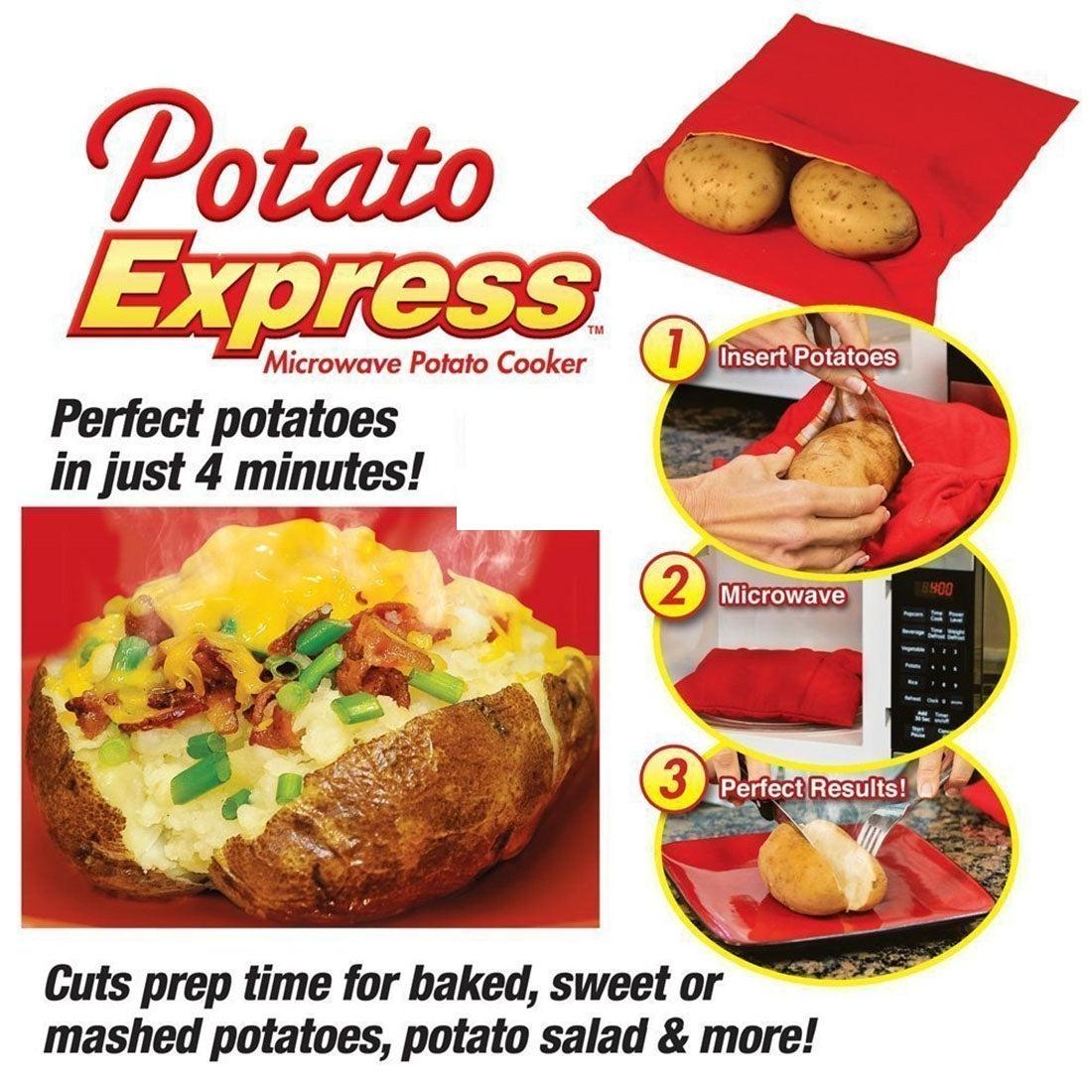 Washable-Reusable-Microwave-Potato-Cooker-Bag-(Cooks-Up-to-4-Potatoes-At-The-Same-Time),-Size:-26.7*17.6cm(Red)
