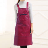 Waterproof-Oil-Proof-Soft-Leather-Thick-Wear-resistant-Men-and-Women-Overalls-Apron(Wine-Red)