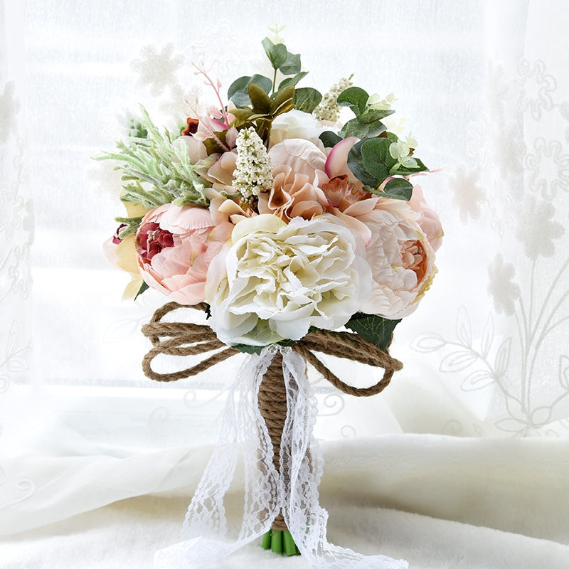 Wedding-Holding-Flower-Bridal-Bouquet-Accessories-Bridesmaid-Party-Wedding-Decoration-Supplies,-Diameter:-24cm