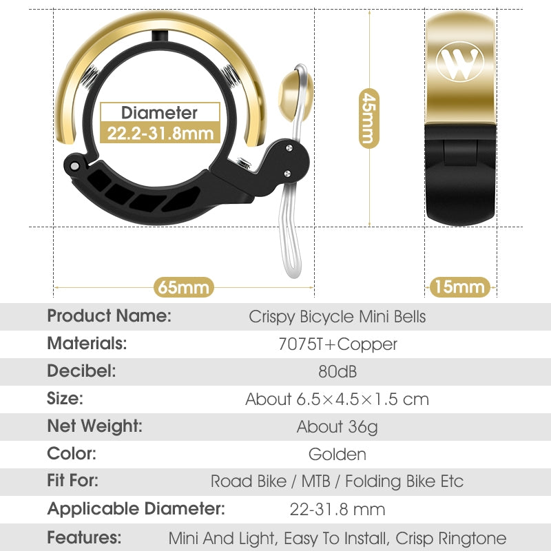WEST-BIKING-Bicycle-Retro-Copper-Bell-Riding-Crisp-&-Loud-Bell(Gold)