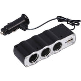 WF-0120-12V-/-24V-3-Way-Triple-Sockets-USB-Car-Cigarette-Lighter-Socket-Splitter-Charger(Black)