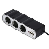 WF-0120-12V-/-24V-3-Way-Triple-Sockets-USB-Car-Cigarette-Lighter-Socket-Splitter-Charger(Black)