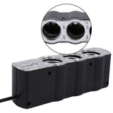WF-0120-12V-/-24V-3-Way-Triple-Sockets-USB-Car-Cigarette-Lighter-Socket-Splitter-Charger(Black)