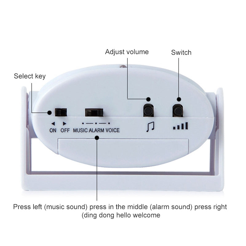 Wireless-Intelligent-Doorbell-Infrared-Motion-Sensor-Voice-Prompter-Warning-Door-Bell-Alarm(Black)