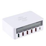 WLX-818F-6-in-1-10W-QC3.0-Wireless-Charging-+-USB-C-/-Type-C-+-4-USB-Ports-Charger-with-Smart-LCD-Display-Screen,-EU-/-AU-Plug