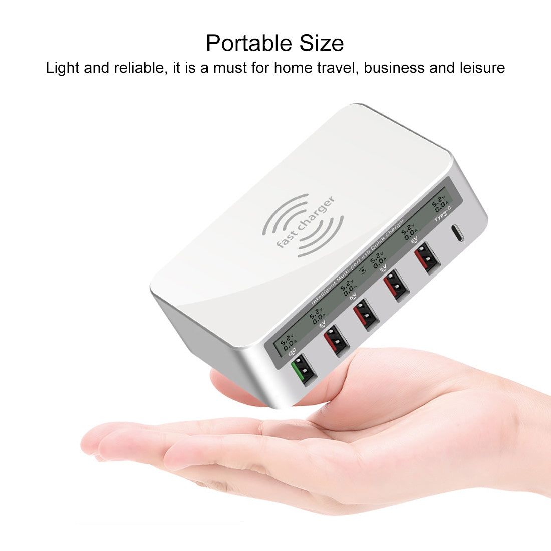 WLX-818F-6-in-1-10W-QC3.0-Wireless-Charging-+-USB-C-/-Type-C-+-4-USB-Ports-Charger-with-Smart-LCD-Display-Screen,-EU-/-AU-Plug
