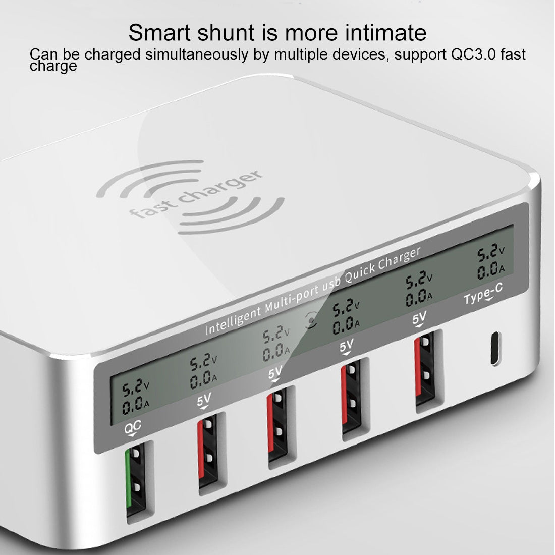 WLX-818F-6-in-1-10W-QC3.0-Wireless-Charging-+-USB-C-/-Type-C-+-4-USB-Ports-Charger-with-Smart-LCD-Display-Screen,-EU-/-AU-Plug