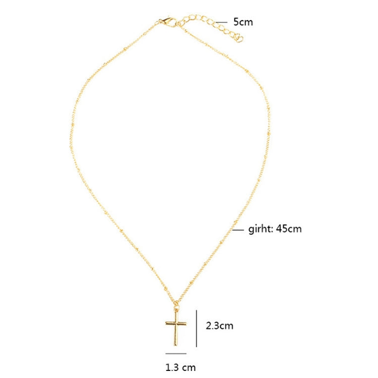 Women-Fashion-Bright-Electroplating-Cross-Jewelry-Necklace(Gold)