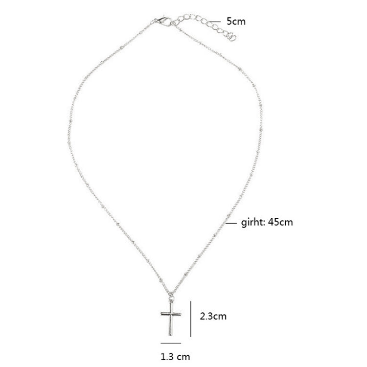 Women-Fashion-Bright-Electroplating-Cross-Jewelry-Necklace(Silver)