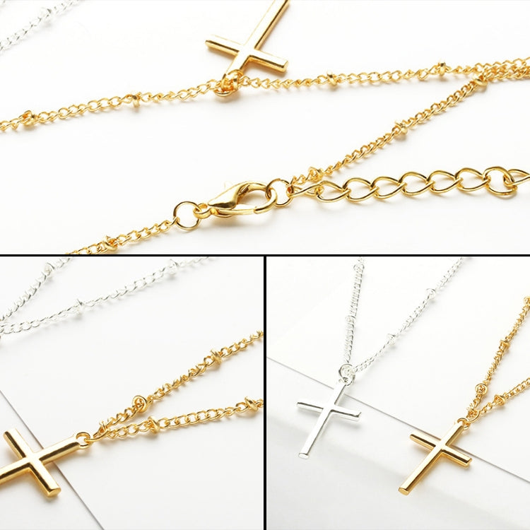 Women-Fashion-Bright-Electroplating-Cross-Jewelry-Necklace(Silver)