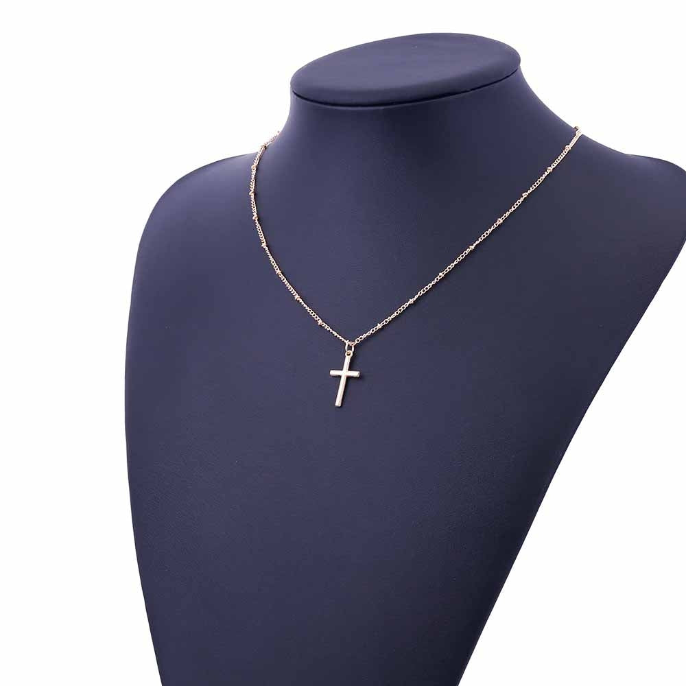 Women-Fashion-Bright-Electroplating-Cross-Jewelry-Necklace(Gold)