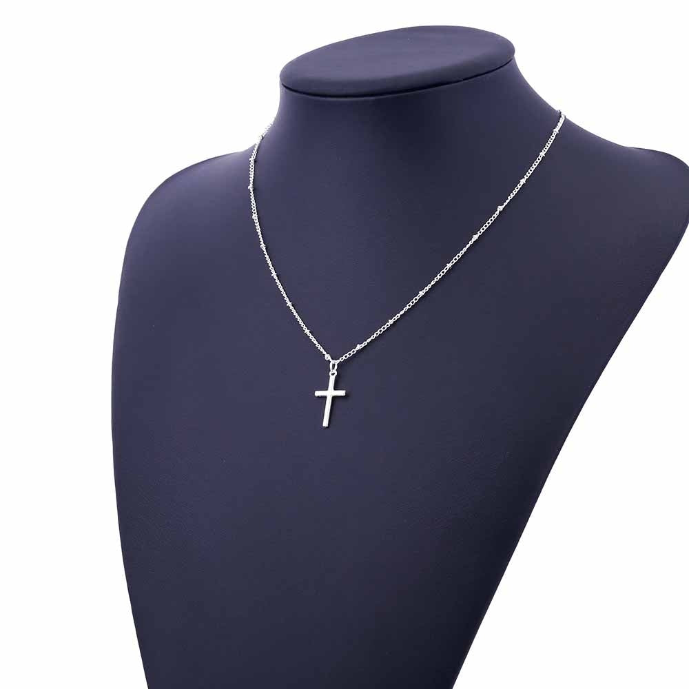 Women-Fashion-Bright-Electroplating-Cross-Jewelry-Necklace(Silver)