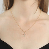 Women-Fashion-Bright-Electroplating-Cross-Jewelry-Necklace(Gold)