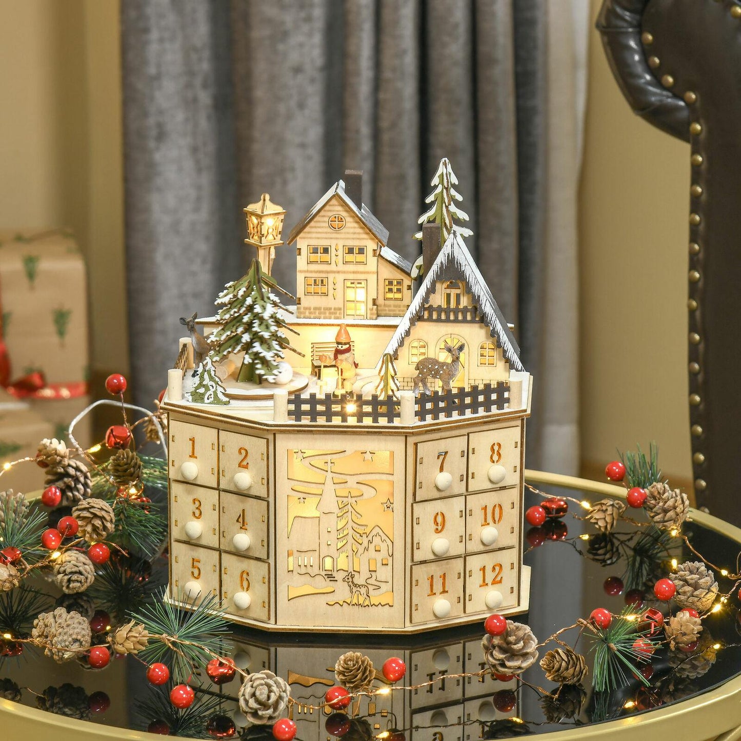 Wooden-Village-Scene-24-Days-Countdown-Christmas-Music-Calendar-With-Lights