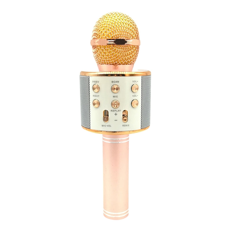 WS-858-Metal-High-Sound-Quality-Handheld-KTV-Karaoke-Recording-Bluetooth-Wireless-Microphone,-for-Notebook,-PC,-Speaker,-Headphone,-iPad,-iPhone,-Galaxy,-Huawei,-Xiaomi,-LG,-HTC-and-Other-Smart-Phones(Rose-Gold)