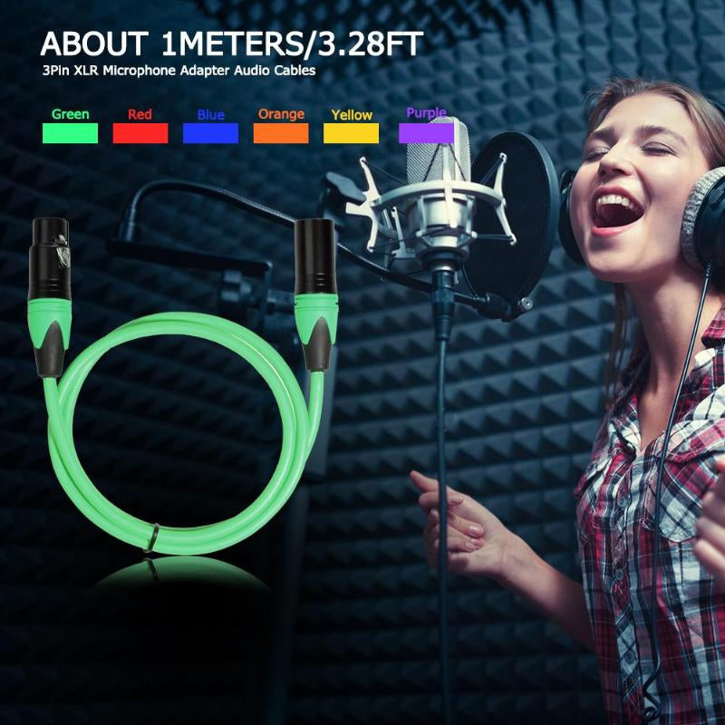 XRL-Male-to-Female-Microphone-Mixer-Audio-Cable,-Length:-1m-(Orange)