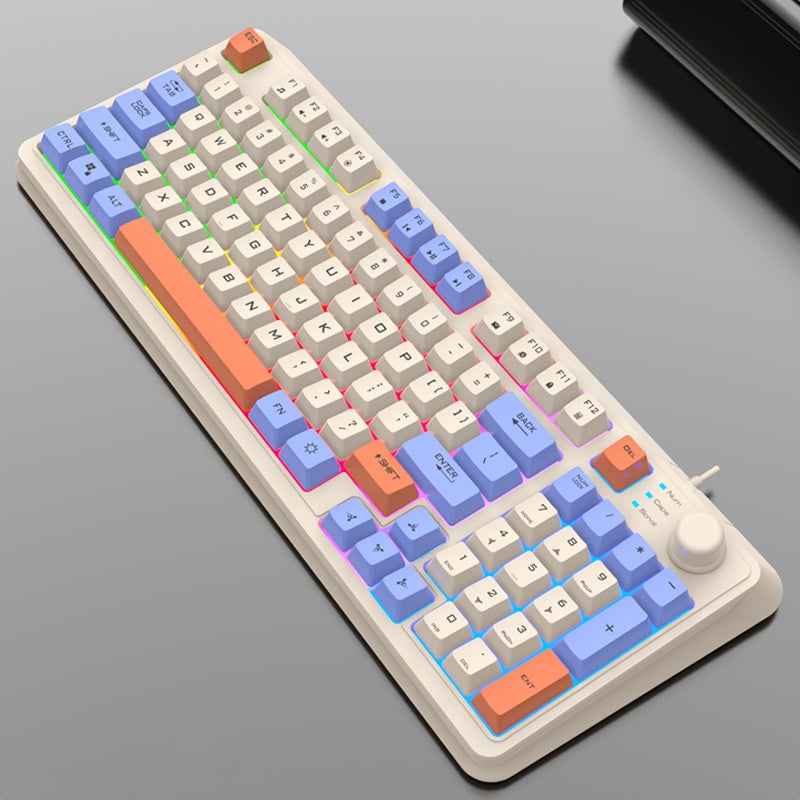 XUNFOX-K82-Three-colors-94-Keys-Blacklit-USB-Wired-Gaming-Keyboard,-Cable-Length:-1.5m(Lake-Blue)