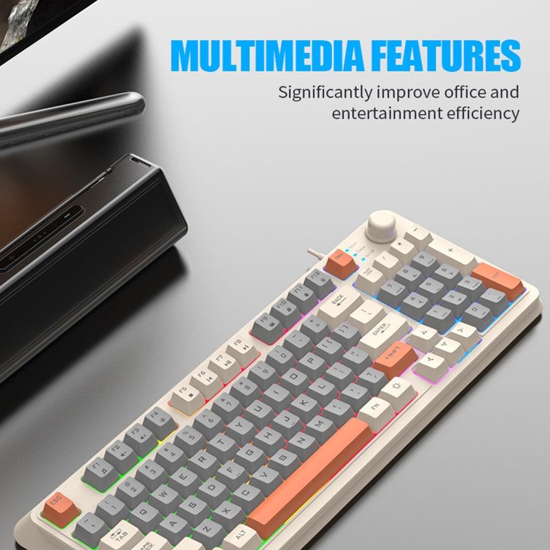 XUNFOX-K82-Three-colors-94-Keys-Blacklit-USB-Wired-Gaming-Keyboard,-Cable-Length:-1.5m(Lake-Blue)