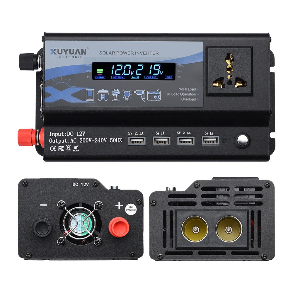 XUYUAN-3000W-Car-Inverter-LED-Colorful-Atmosphere-Light-4-USB-Charging-Converter,-Specification:-12V-220V