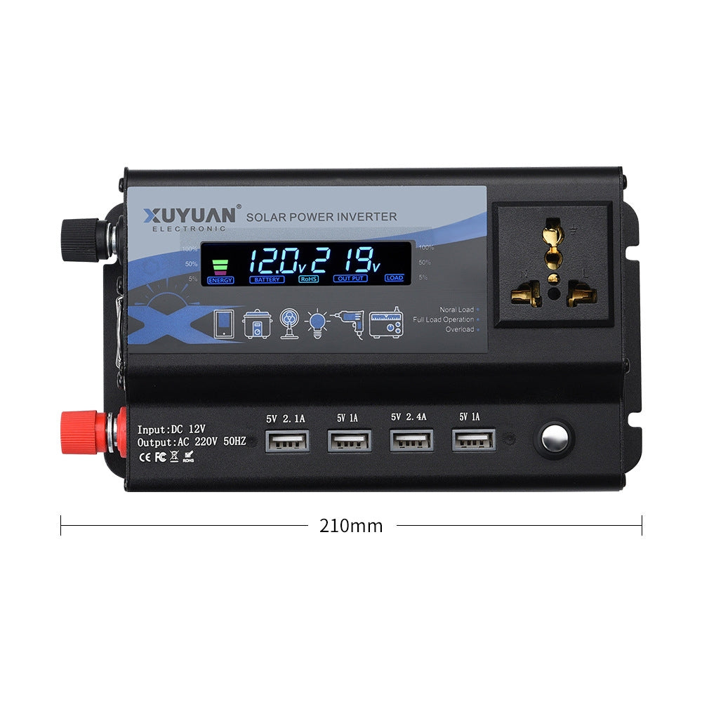 XUYUAN-3000W-Car-Inverter-LED-Colorful-Atmosphere-Light-4-USB-Charging-Converter,-Specification:-12V-220V