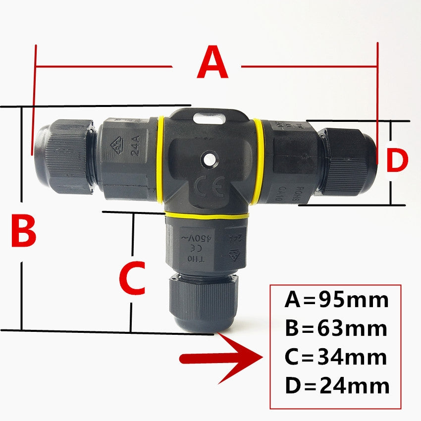 XYT21-IP68-Waterproof-3-Pin-T-type-Cable-Connector