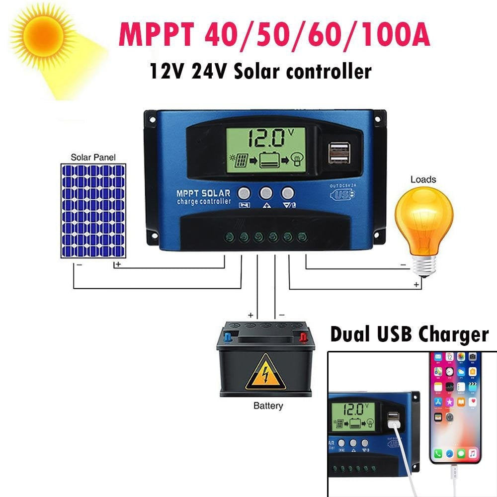 YCX-003-30-100A-Solar-Charging-Controller-with-LED-Screen-&-Dual-USB-Port-Smart-MPPT-Charger,-Model:-12/24V-60A