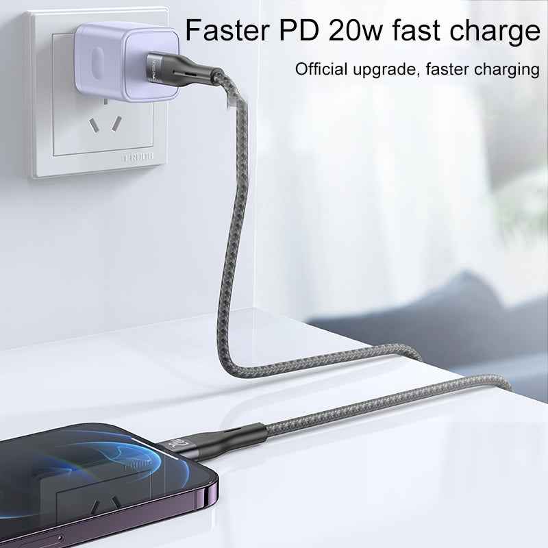 CA155-PD-20W-USB-C-/-Type-C-to-8-Pin-Charging-Data-Cable,-Length:-1m(Black)