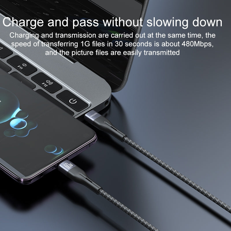 CA155-PD-20W-USB-C-/-Type-C-to-8-Pin-Charging-Data-Cable,-Length:-1m(Black)